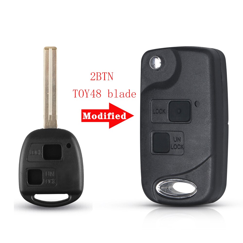 KEYYOU obudowa kluczyka robić samochodu Toyota Yaris Prado Tarago Camry Corolla zabawka43 / zabawka47 / zabawka48 ostrze + gumowy przycisk Podkładka 2/3 BTN: model 1
