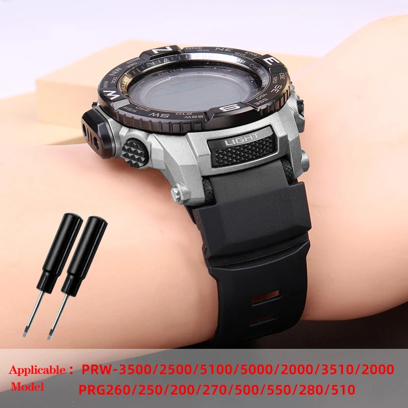 Bracelet de montre de sport en caoutchouc pour Casio PROTREK PRW-3500/2500/5100 PRG-260/550 Bracelet noir de remplacement 18mm bracelets de montre en Silicone