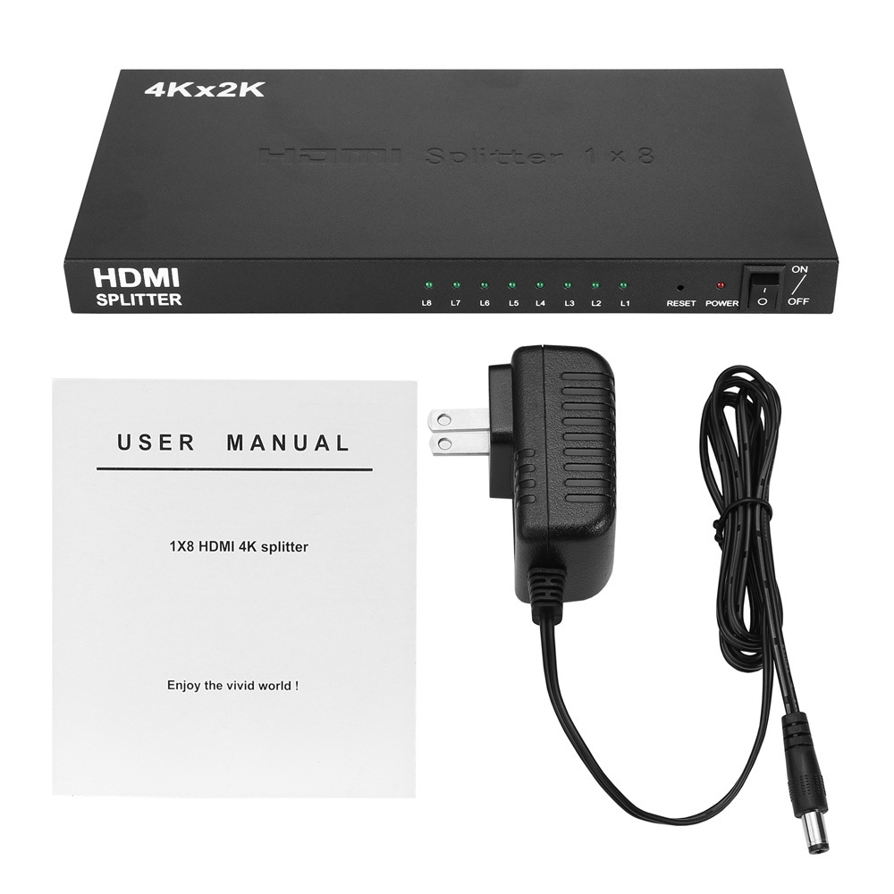 4K 1X8 HDMI Splitter 1 In 8 Out HDMI Splitter 4Kx2K@30Hz HDMI distributor Display Amplifier Converter for DVD PS3 Xbox HDTV 4K: With UK Plug