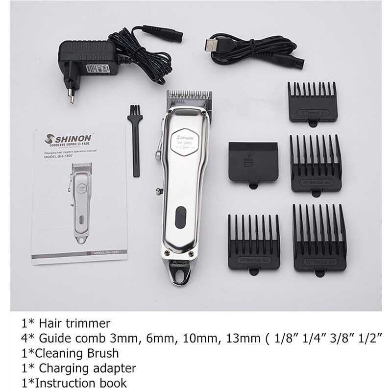 All-metal Barber Hair Clipper Electric Hair Trimmer Men Cordless Haircut Beard Shaver Magic Machine Rechargeable