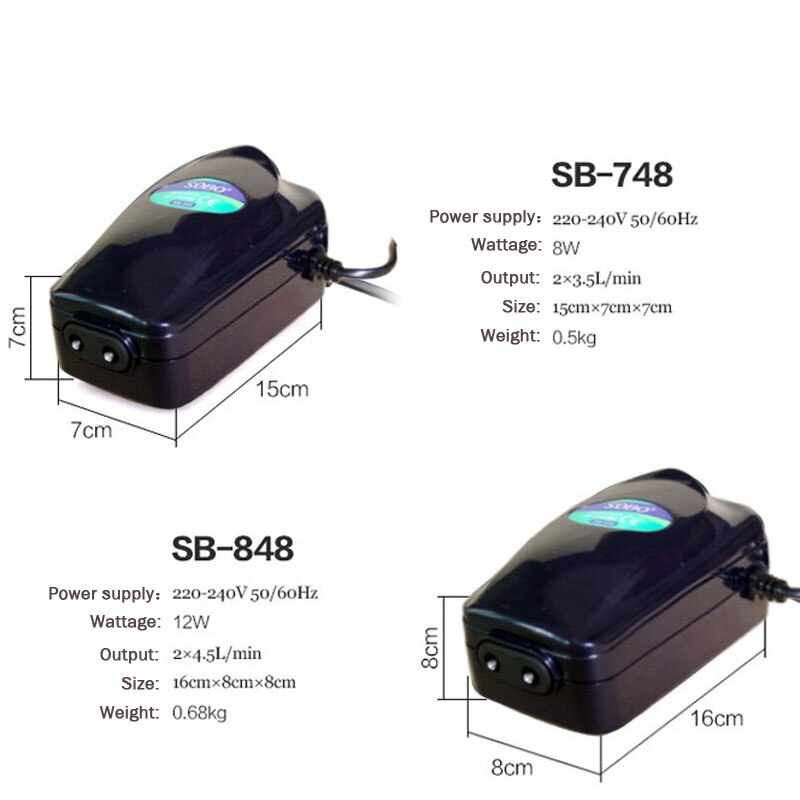 Silent Aquarium Air Pump Fish Tank Air Output Adjustable Flow Oxygen Air Pump 2/4 Outlets Aquarium Pump SB748/SB848/SB948/SB988