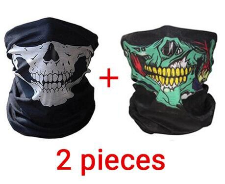 Motorcykelmask sommar balaclava 2 delar dödskalle spökmask biker motor ansiktsskydd vindtät utomhus ansiktsmasker halsduk: I