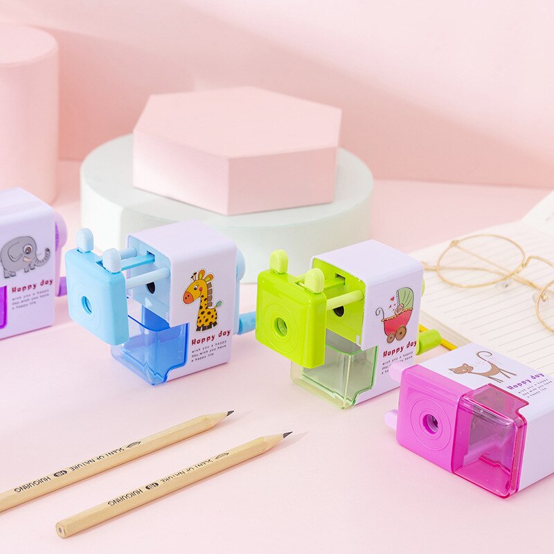 Sacapuntas de mano para niños, pluma de estudio de papelería Kawaii, 1 ud.