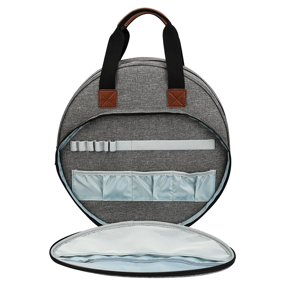 Bolsa de pano oxford cinza redonda para bordado, bolsa de armazenamento para linha de bordar, 1 peça