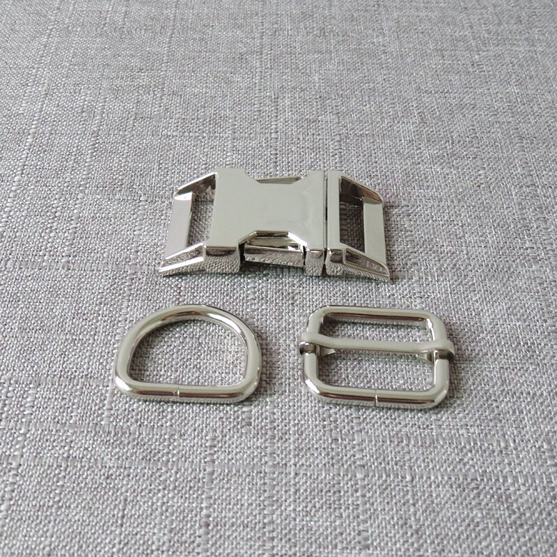 10 Sets 25 Mm Heavy Metal D Ring Richter Riem Bandjes Slider Release Gesp Snap Sluiting Voor Paracord Halsband diy Accessoires: Silver