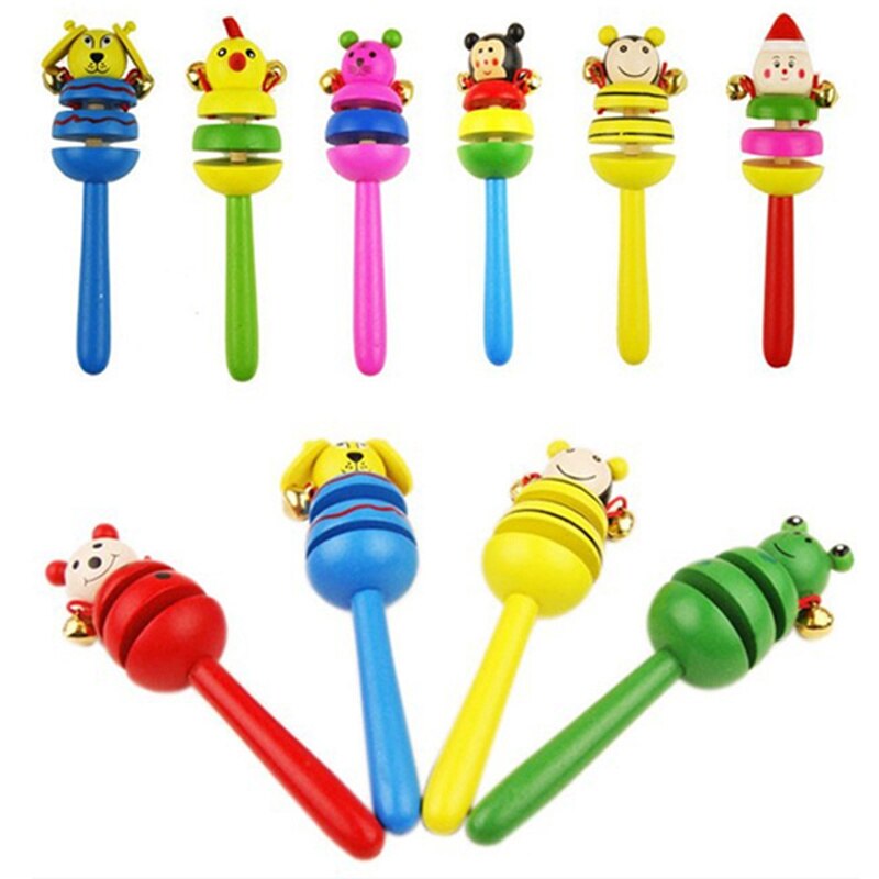 Houten Cartoon Rammelaars Kinderen Speelgoed Kleurrijke Shaker Speelgoed Kinderen Educatief Speelgoed Cartoon Baby Shaker Musical Party Speelgoed