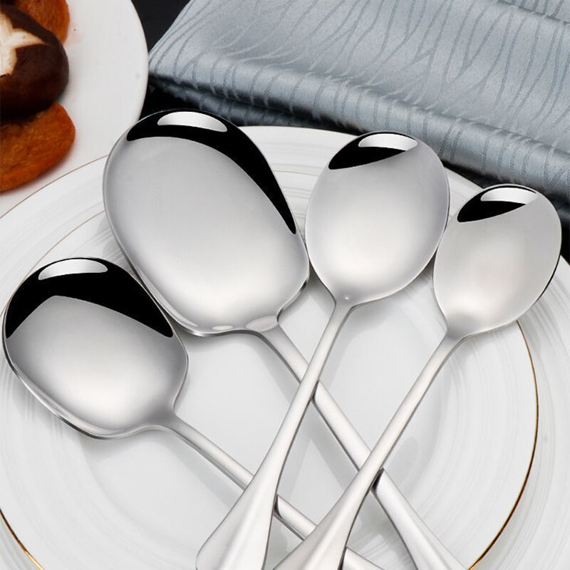 Kitchen Dinner Dish Public Spoon Soup Restaurant Large Stainless Steel Distributing Spoon Buffet Serving Spoon Big Soup Spoon