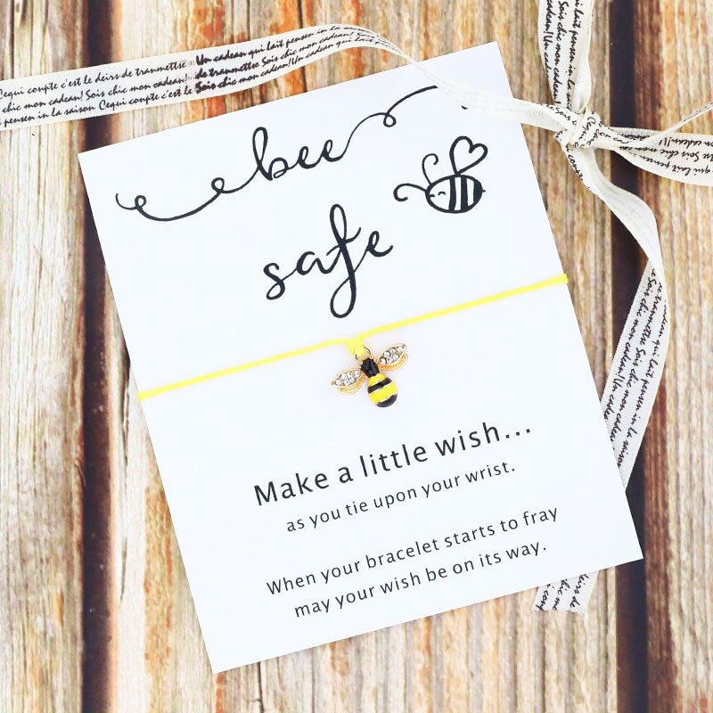 Bee Safe Wish Bracelet Cute Bee Charm Lucky Red String Bracelet Bee Jewelry for Women Men Friendship Bracelet Motivational: Yellow