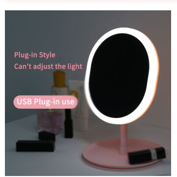 Led Light Makeup Mirror Storage LED Face Mirror Adjustable Touch Dimmer USB Led Vanity Mirror Table Desk Cosmetic Mirror: Brown