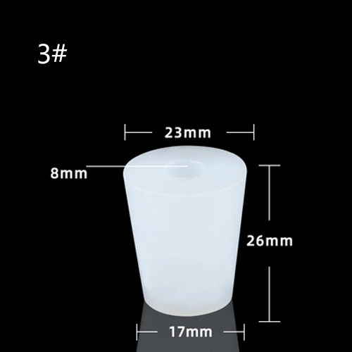 1pchome cerveja vinho rolhas de silicone plug com 8mm buraco para válvula de bloqueio a ar bubbler fermentação válvula de escape silicone borracha plug: Size 3 with Hole