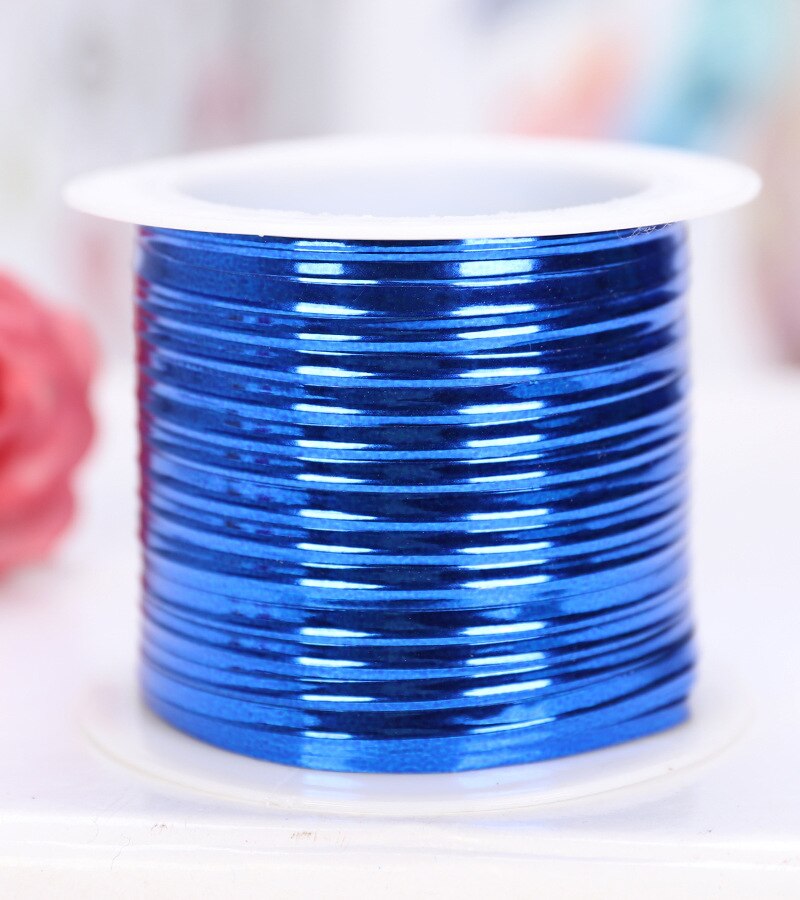 15meters 4mm Wide Metallic Elastic Cords Stretch Cord Ribbon Metallic Tinsel Cord Rope for Craft Making Wrapping: Blue