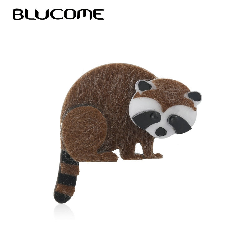 Blucome Lebendige Cute Waschbär Bär Broschen Acryl Metall Leder Tier Brosche Hemd Kragen Revers Abzeichen Für Junge Mädchen Kinder