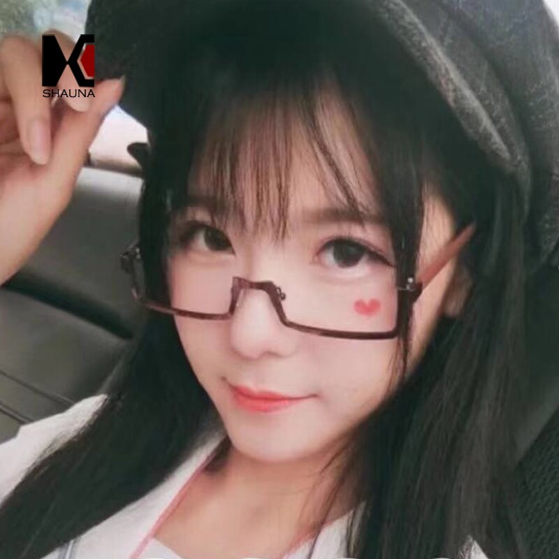 Shauna ingen linse søde cosplay rustfrit stål briller ramme kvinder lille lolita prinsesse unikke piger halvt rektangel