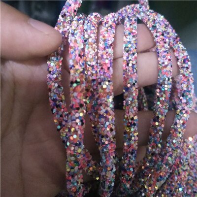 6mm harpiks glitter rhinestones tau rør ledning paljett trimming til diy smykker armbånd halskjede fest dekorasjon bryllup 1 verftet: Blande