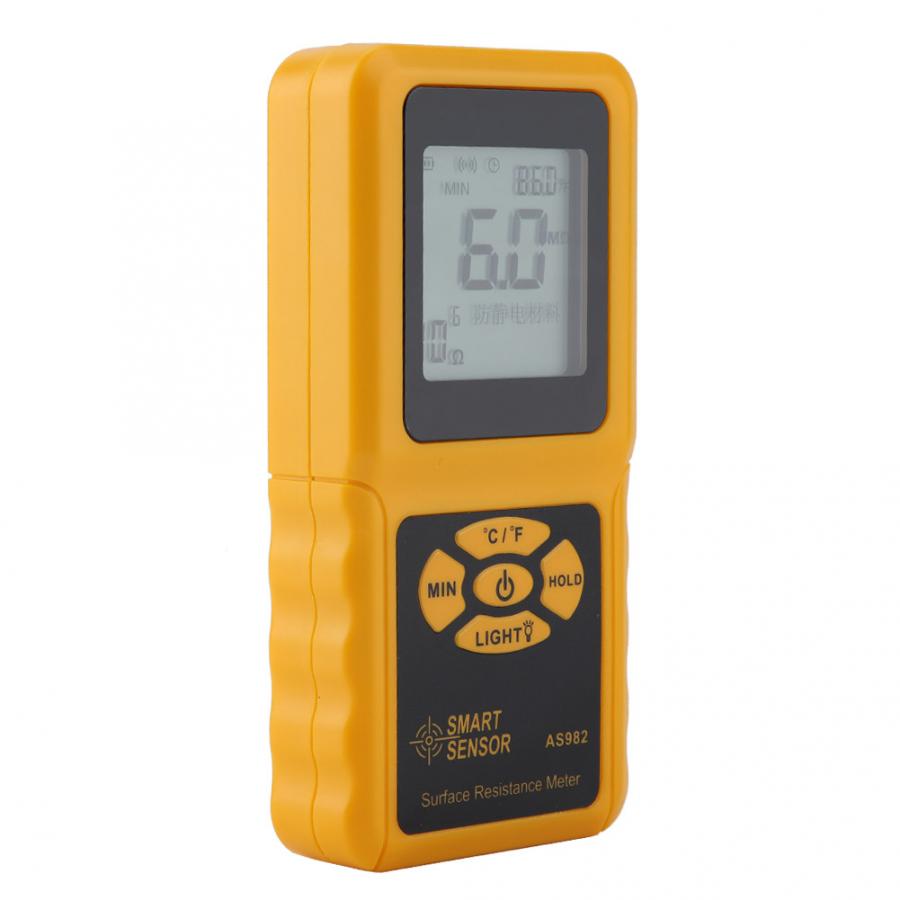 SMART SENSOR AS982 LCD Display Surface Resistance Meter Handheld Earth Resistance Tester