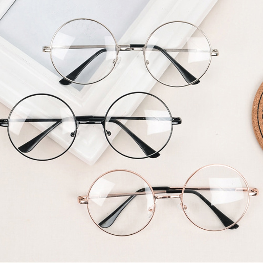 Round Reading Glasses Vintage Metal Frame Retro Personality Unisex College Style Eyeglass Clear Lens Eye Glasses Frames