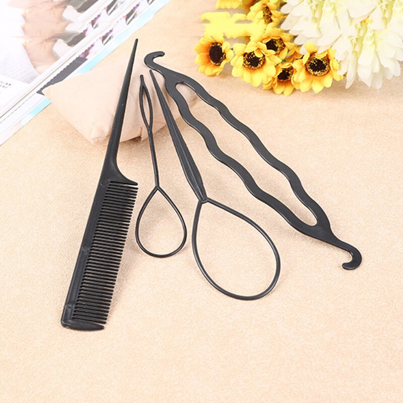 4 pz/impostato Intrecciare I Capelli di Torsione del Bigodino messa in piega impostato Tornante in Possesso di Capelli Trecce Applicatori Tirare fa Capelli coda di Cavallo FAI DA TE Strumento di TSLM1: 1impostato