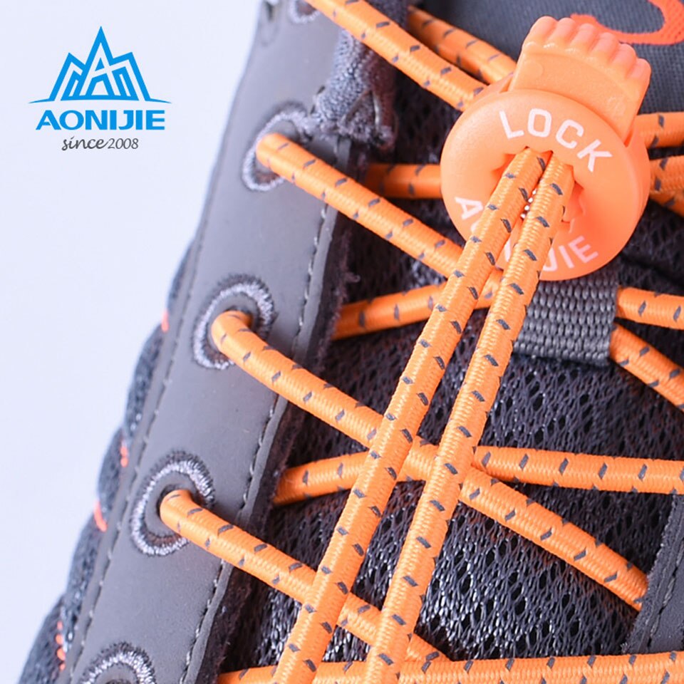 AONIJIE Convenient Quick 120cm Sports Reflective Shoelaces Visible Safty Lock Laces for Climbing Running Riding Hiking Cycling