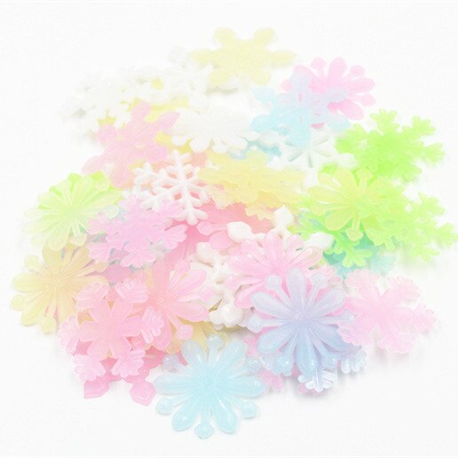 50 stücke Leuchtende Schneeflocken Zauberstab Aufkleber Winter Gefrorene Party DIY Ornamente Weihnachten Dekorationen für Heimat Navidad Gefälschte Schnee Dekor: gemischt Farbe
