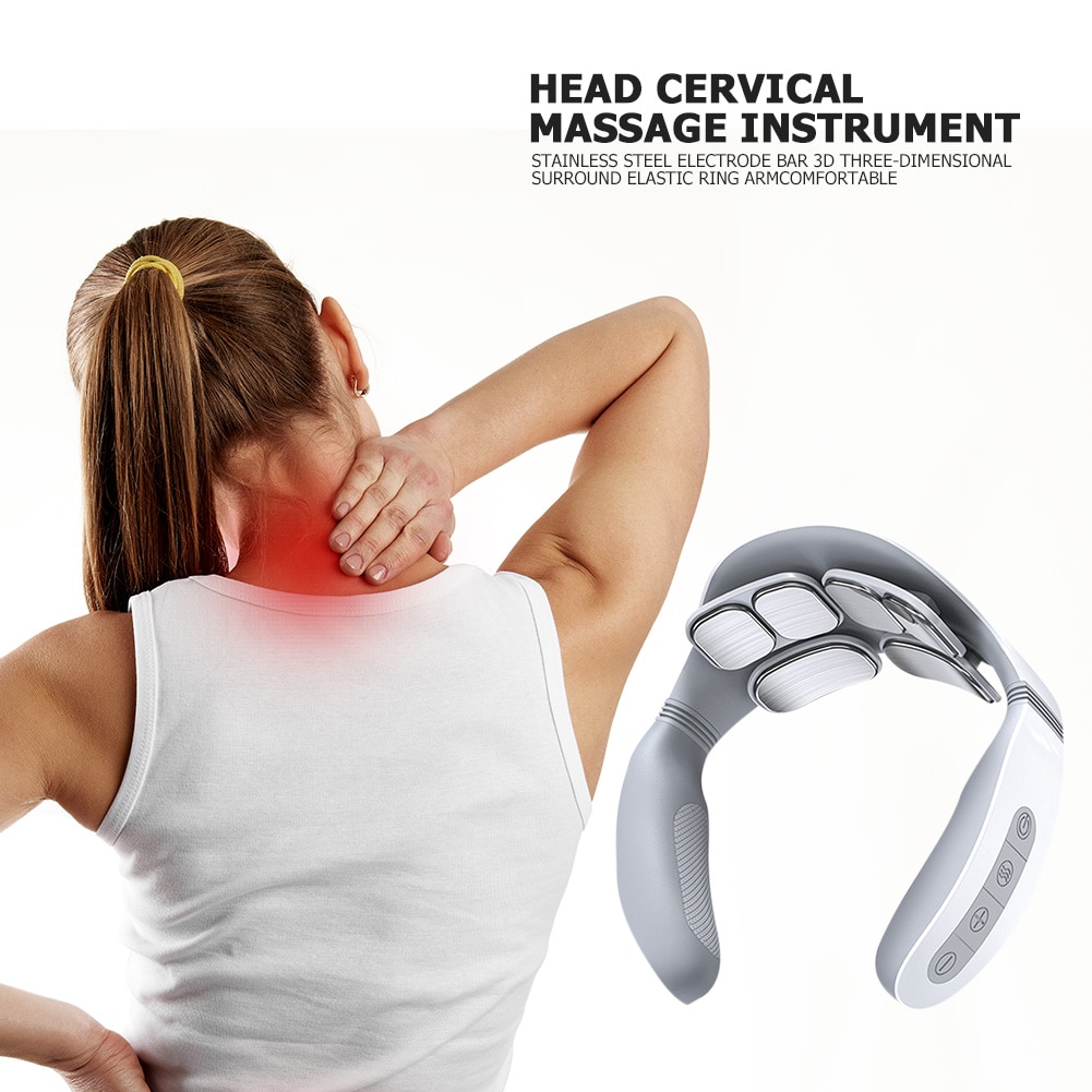 Smart 6D Pulse Heated Electric Cervical Massager Remote Control Six-Head Electric Pulse Pain Relief Shoulder Spine Massager