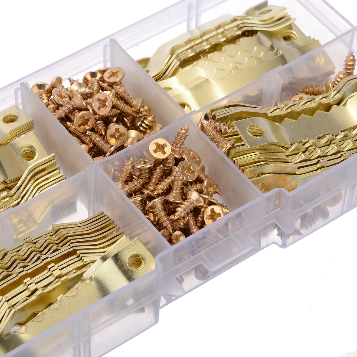 100 Sets Saw Tand Fotolijst Hangers Opknoping Foto Olieverf Spiegel Haken Hardhout Met Schroeven Zaagtand Hangers