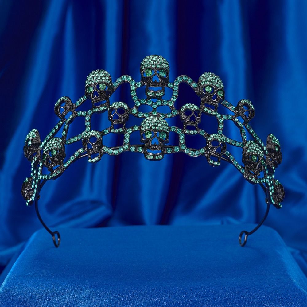 Couronne de Tête de Mort Gothique en Plastique pour ixd'Halloween, Bandeau de Sauna, Sorcière, Noir, Mascotte, Pièce, Décorations, Dame: PLAQUÉ ARGENT