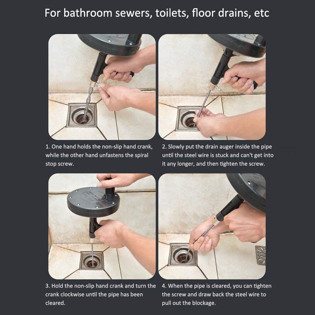 ! Home Pipe Hand-Operated Drain Auger Multiple Specification Manual Operation Toilet Sewer Drain Snake Clog Remover