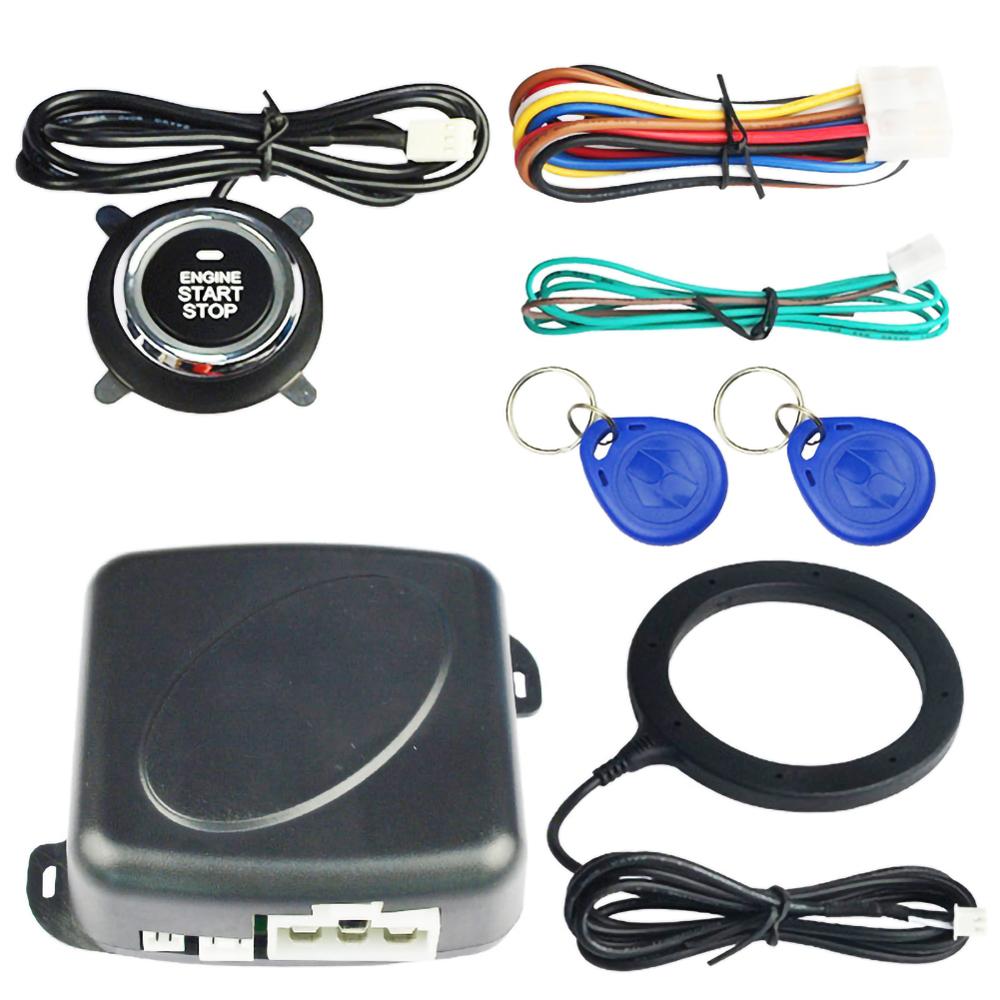 12V Car Smart Alarm System Push Engine Start Stop Button Lock Ignition Immobilizer with Remote Keyless Go Entry System