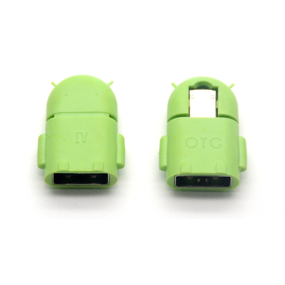 Micro usb to USB OTG Adapter for Smartphone Tablet PC Connect to Flash Mouse keyboard Robot Shape OTG: Green