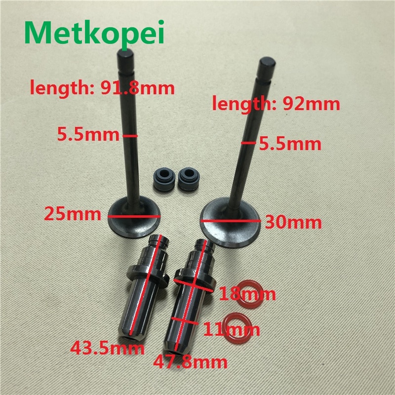 motorcycle CG150 5.5mm engine valve stem with oil seal and valve intake exhaust stem guide duct for Honda 150cc CG150