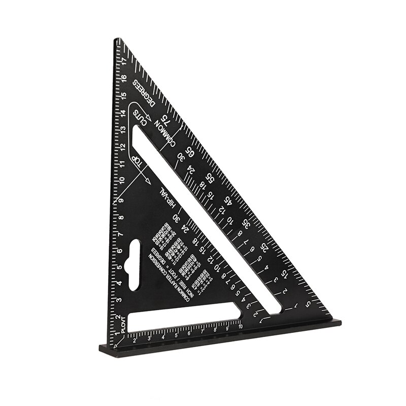 Multiruler Metal Setsquare 7 Inch Triangle Ruler Knitting Ruler Drawing Templates Lineaal Measuring Meter For School Office: Black