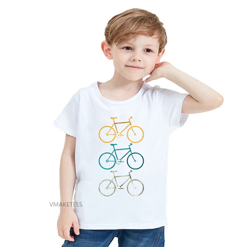 2020 verão meninas &amp; meninos camisa de manga curta t bicicletas coloridas bonito impressão camiseta bebê crianças engraçado roupas casuais, hkp5666: 9 T