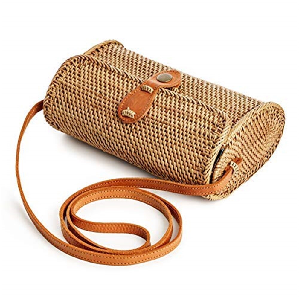 Women Summer Rattan Bag Straw Bags Handbag Handmade Woven Beach Bohemia Messenger Crossbody Shoulder Bags Women