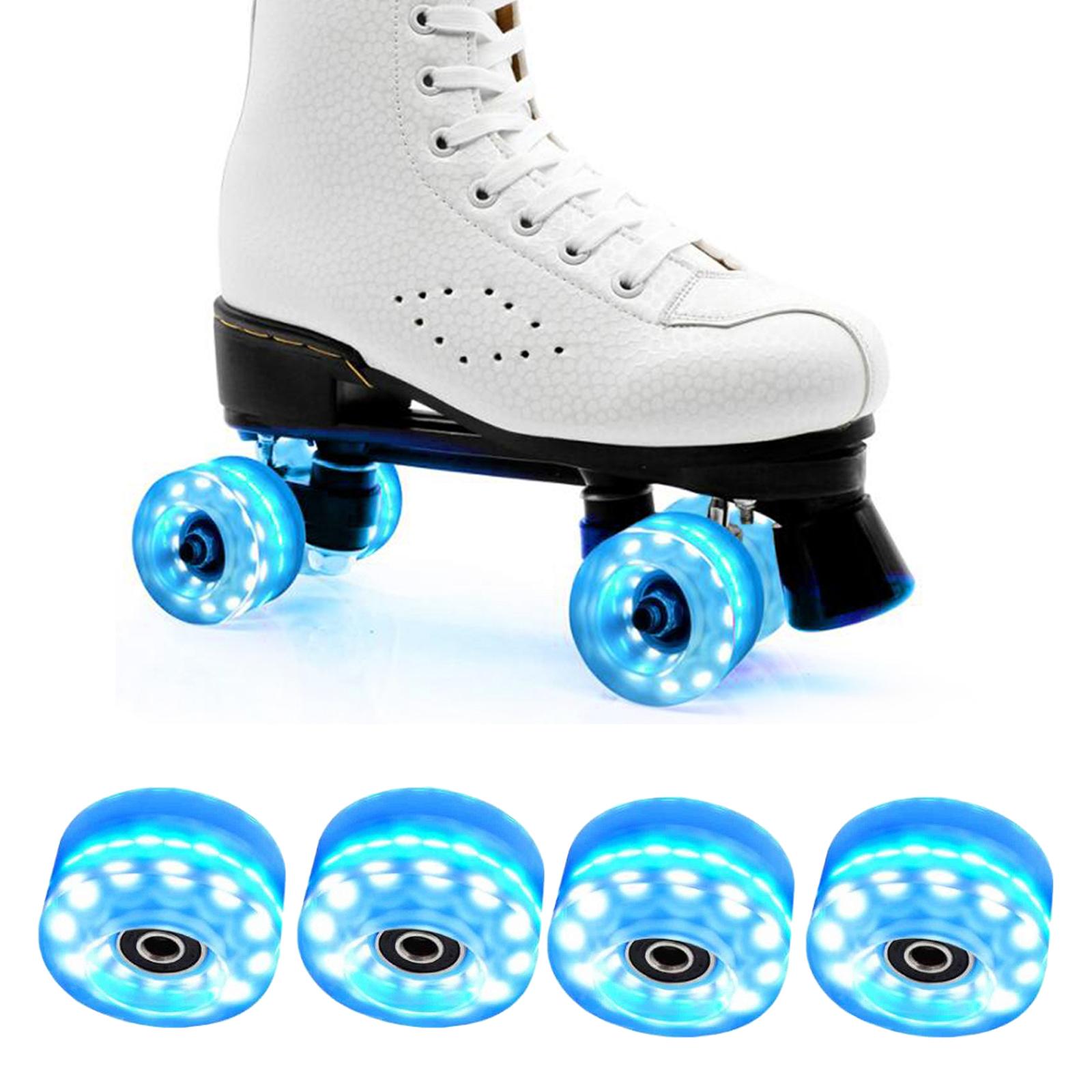 PU Durable Roller Skate Wheels 82A Hardness Bearings Installed Street Parks: Blue