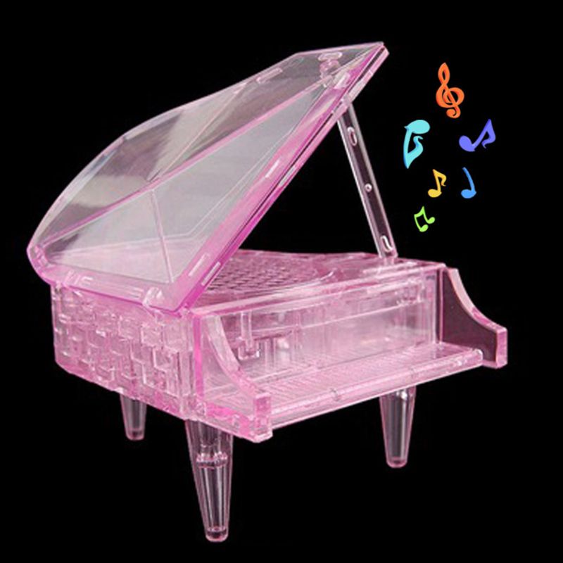 3d krystal klaverpuslespil med lys / musik boligindretning voksne børns intellektive læringslegetøj: Pk3