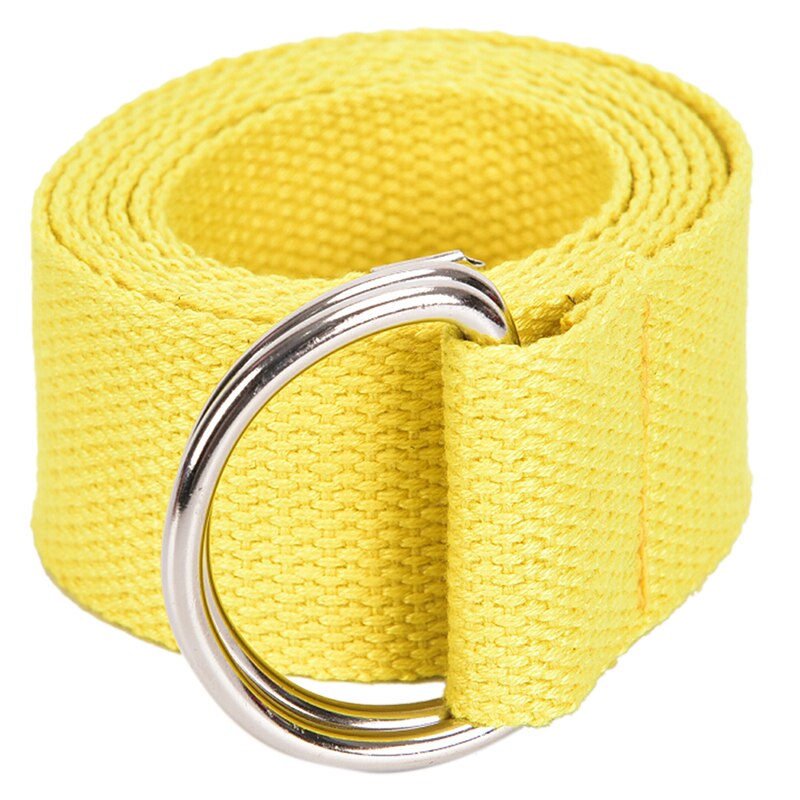 décontracté unisexe Nylon toile tissu ceinture sangle D anneau boucle ceinture couleur unie longue robe en tissu tricoté ceinture: yellow