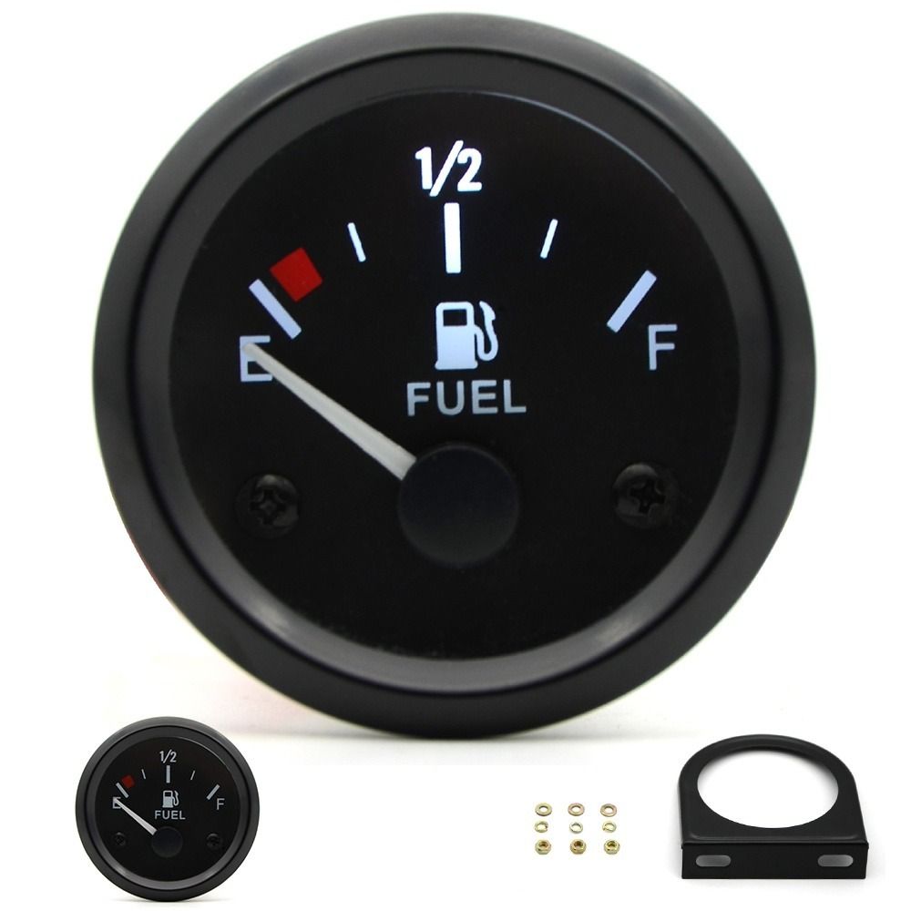 Impermeabile 2 "52mm Indicatore di livello carburante Cerchio nero Luce LED bianca Misuratore per auto Puntatore 12V Indicatori automobilistici Accessori