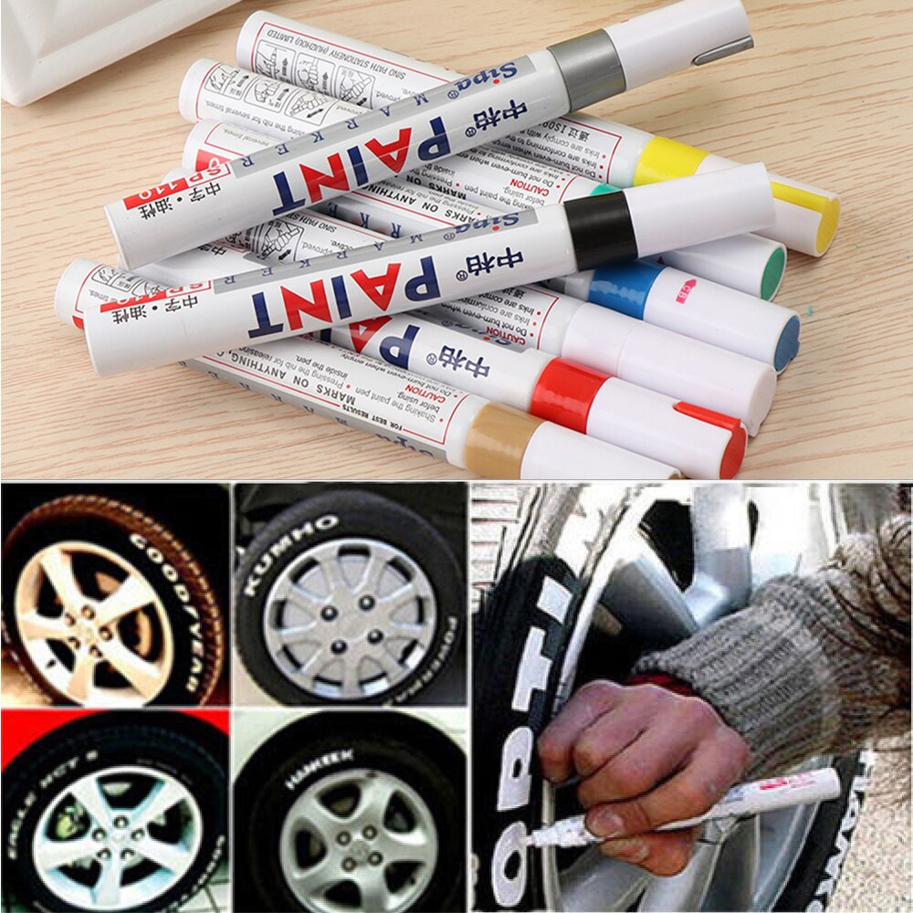 1 Pc Universele Waterdichte Pen Autoband Loopvlak CD Metalen Permanente Verf Markers 8 Kleuren Graffiti Vette Marker Pen