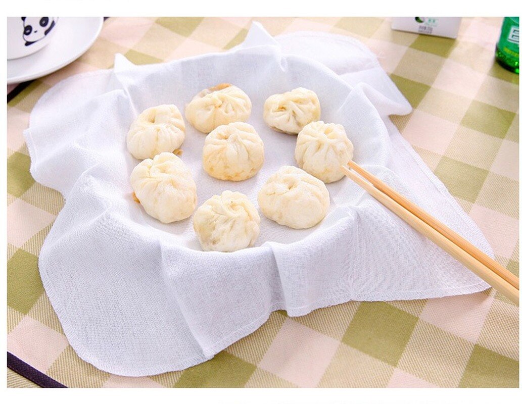 Vaporera de hilo de algodón para cocina, tela antiadherente para masa hervida al vapor, gasa transpirable para moños rellenos de comida, estera al vapor, 6 uds.
