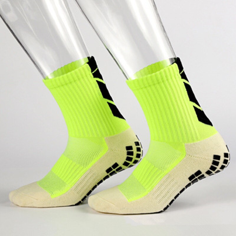 Football Socks Anti Slip Soccer Socks Men Sports Socks Good Cotton Calcetines Same Type As Trusox Running Absorb Sweat: Green