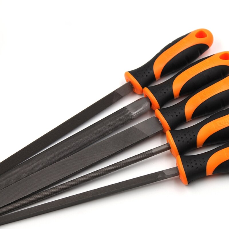 69HF Steel Rasp File Flat Triangle Round Square Half-Round Medium-Toothed Metal Files Set Metalworking Woodworking 5 Pcs