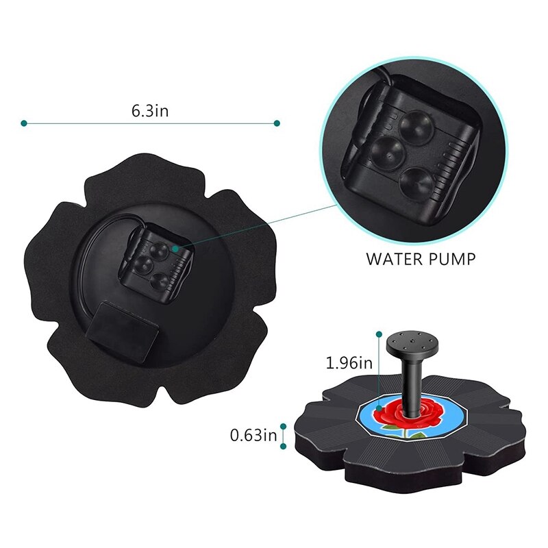 Solar- Energie Pumpe Blume bilden Rose Vogel Schlecht Brunnen Pumpe Bürstenlosen Pumpe für Garten und Terrasse Bewässerung