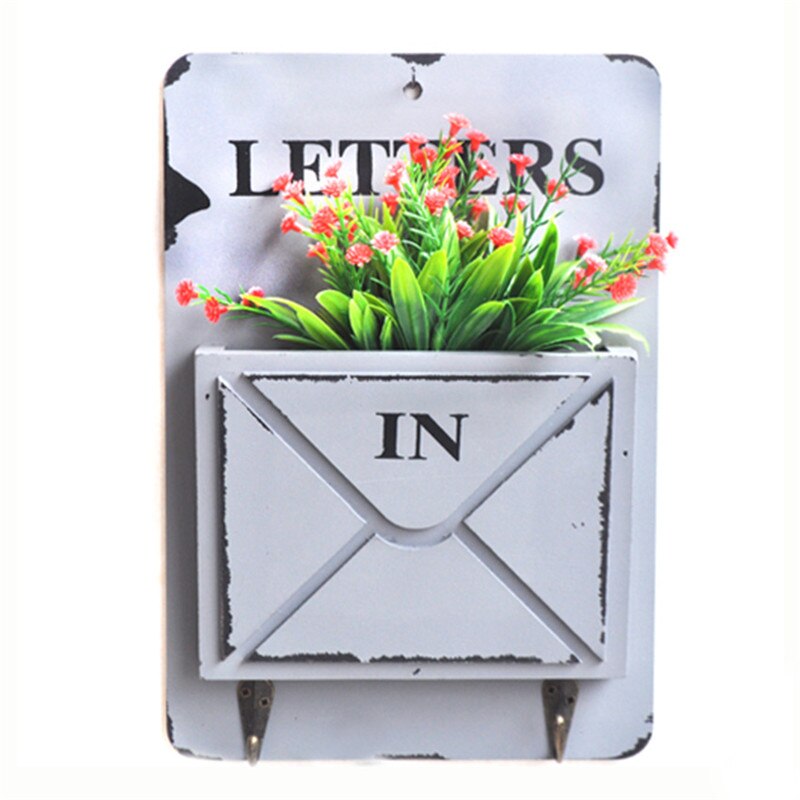 Retro væghængende postkasse hjemindretning vægmonteret postkasse spand avis brev postkasse opbevaringsholder: Hvid