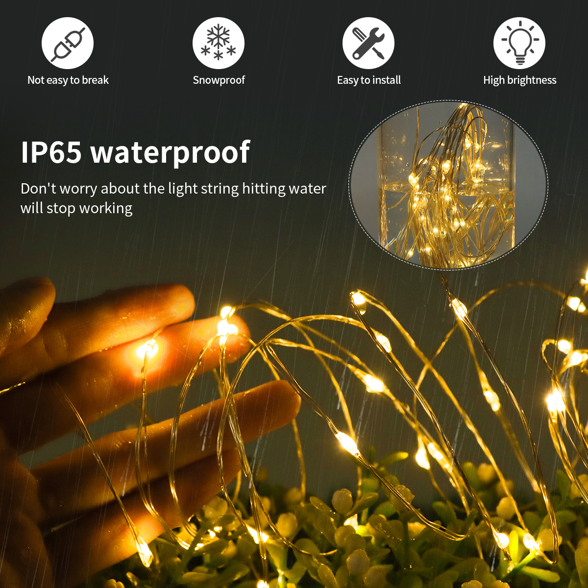 Guirnalda de luces LED de 10M-100M, guirnalda de luces de alambre de cobre, cadena de luces de hadas impermeables de 220V y 110V, decoración impermeable para fiestas de cumpleaños