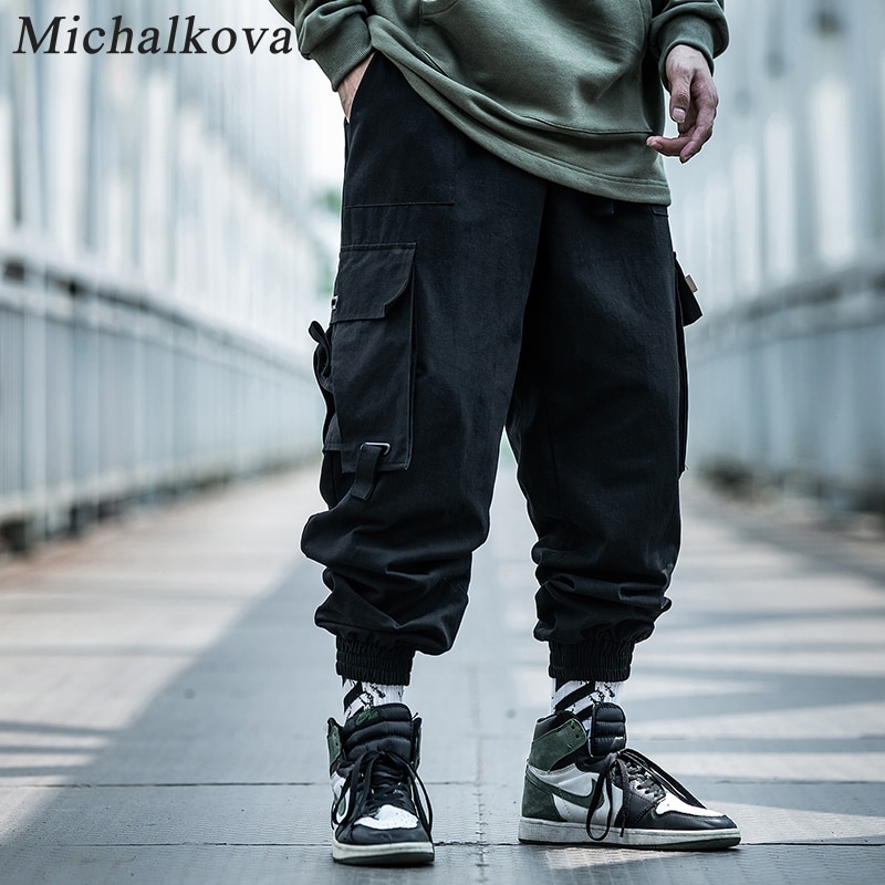 ¡Novedad del 2020SS! Pantalones de paracaidista michalkova para hombre, pantalones de sudadera con bolsillos grandes multifunción, pantalones casuales, pantalones, mallas, pantalones Cargo