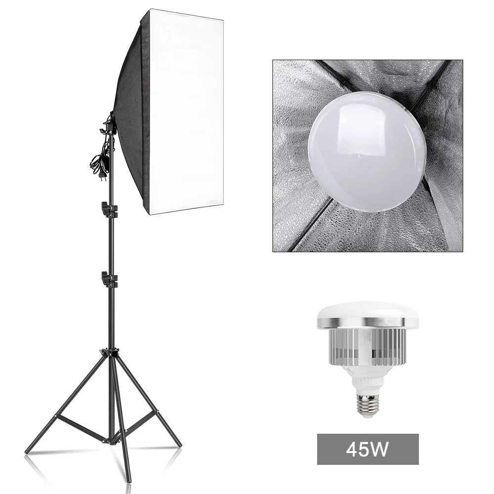 Kit di illuminazione Softbox per fotografia professionale 50x70CM Sistema di illuminazione continua Soft Box Attrezzatura per studio fotografico per principianti: Colore rosa