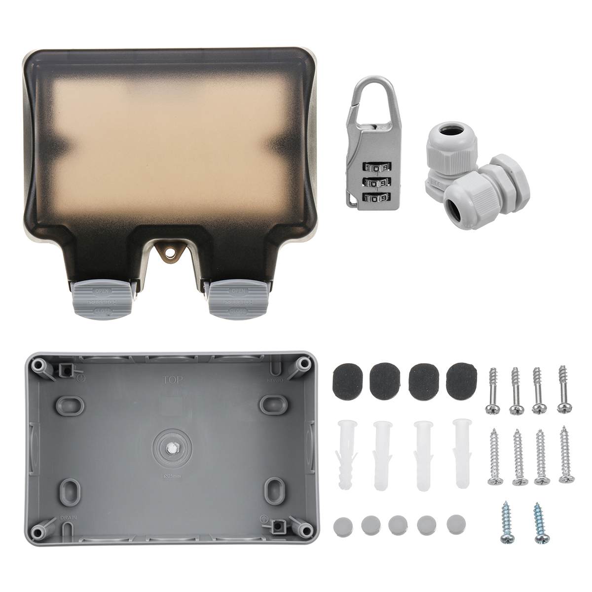 1/2 Gang Electric Plug Box Cover Safety Socket Protector Splash Box Waterproof: 2 Gang Plug Box