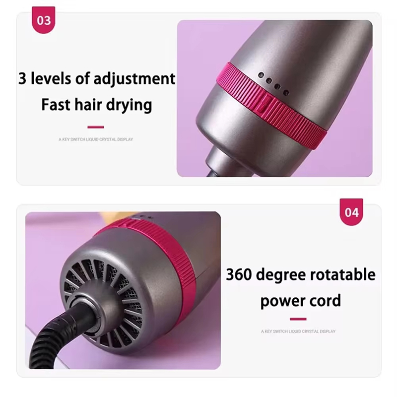 Hårfønerbørste 3- -i- -1 luftspinnbørste til styling krusekontroll volumizer ett-trinns automatisk roterende krøllbørste