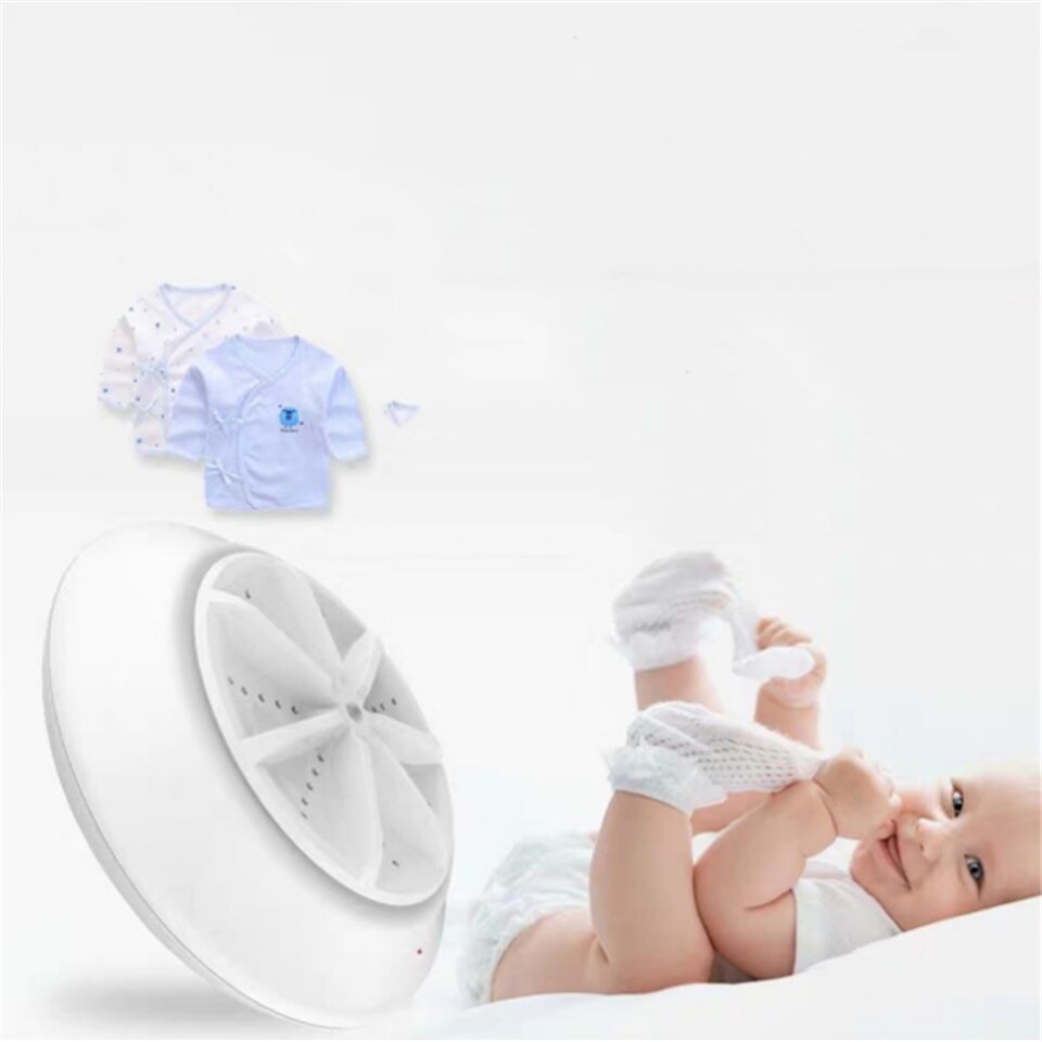 Yj Mini Washing Machine Portable Ultrasonic Turbine Removes Dirt Washer USB Cable for Travel Home Business Trip Laundry Tub