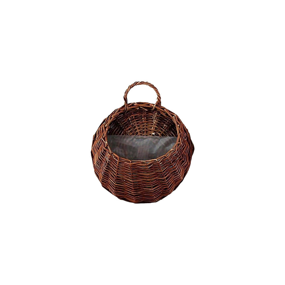 Hand Made Wicker Rattan Outdoor Flower Planter Wall Hanging Basket for Garden Holder Home Decoration